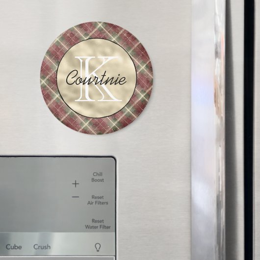 Grüne rote Streifen goldenes Monogramm      Magnet (In Situ (Kühlschrank))