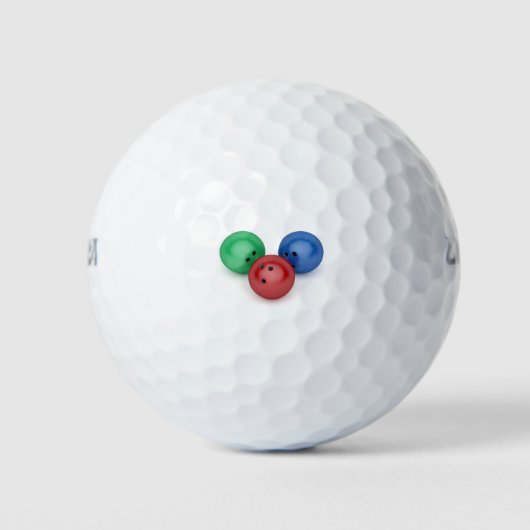 Grüne, rote und blaue Bowlingkugeln Golfball (Vorderseite)
