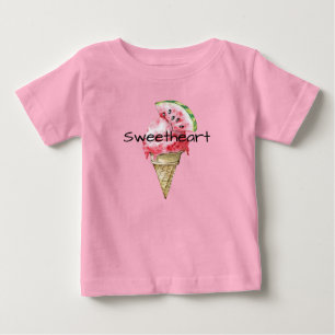 Grüne Rote Wassermelonen-Eiscreme-Kegel-Schatz Baby T-shirt