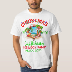 Grüne rote Weihnachten in der Karibik T-Shirt