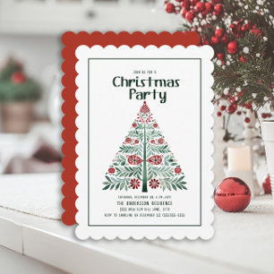 Grüne rote Weihnachtsbaum-Bogenparty Einladung