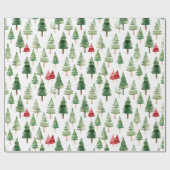 Grüne rote Weihnachtsbäume Geschenkpapier (Flach)