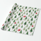 Grüne rote Weihnachtsbäume Geschenkpapier (Ungerollt)