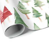 Grüne rote Weihnachtsbäume Geschenkpapier (Rolleneckpunkt)