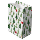 Grüne rote Weihnachtsbäume Mittlere Geschenktüte (Rückseite Schrägansicht)