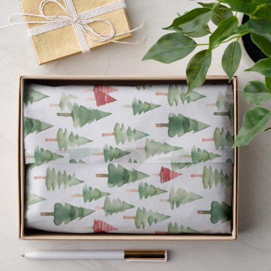 Grüne rote Weihnachtsbäume Seidenpapier (Geschenk)
