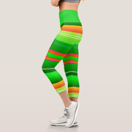 Grüne rote Weihnachtsgestreift Capri Leggings