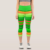 Grüne rote Weihnachtsgestreift Capri Leggings (Vorderseite)