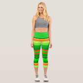 Grüne rote Weihnachtsgestreift Capri Leggings (Vorderseite)