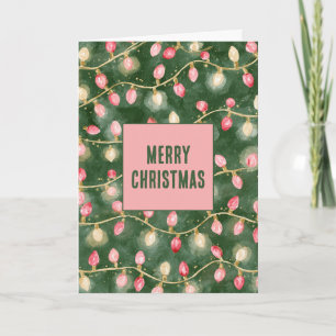 Grüne rote Weihnachtslichter Karte