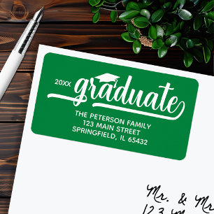 Grüne Rücksendeadresse der Graduierungsobergrenze Adressaufkleber