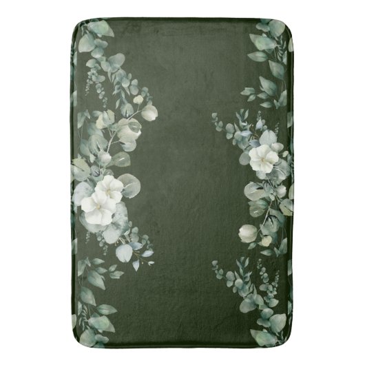 Grüne, runde Eukalyptus-Blätter Badematte (Vorderseite Vertikal)