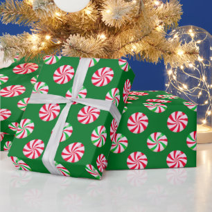 Grüne runde Pfefferminz-Weihnachtsbonbons Geschenkpapier