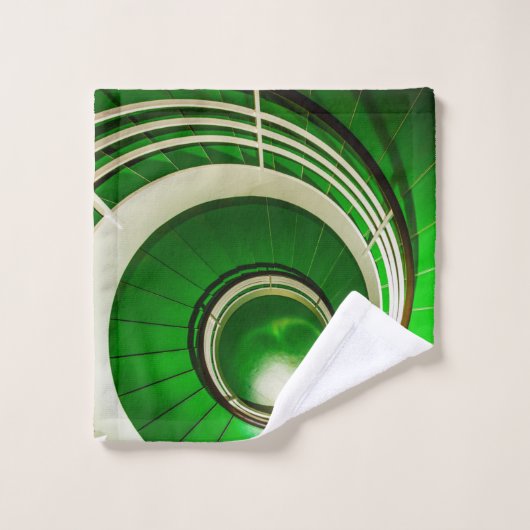 Grüne Rundtreppe Badhandtuch Set (Waschlappen)