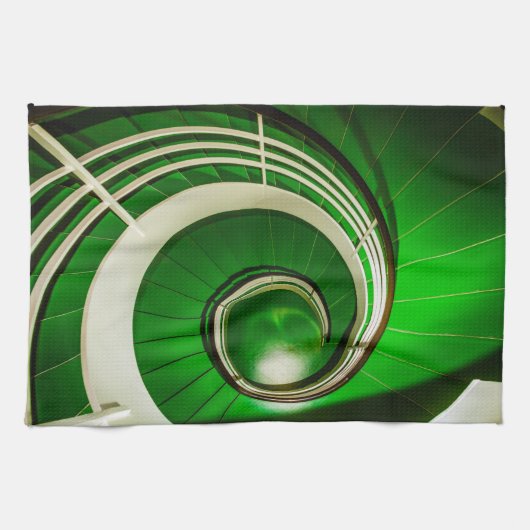 Grüne Rundtreppe Geschirrtuch (Horizontal)