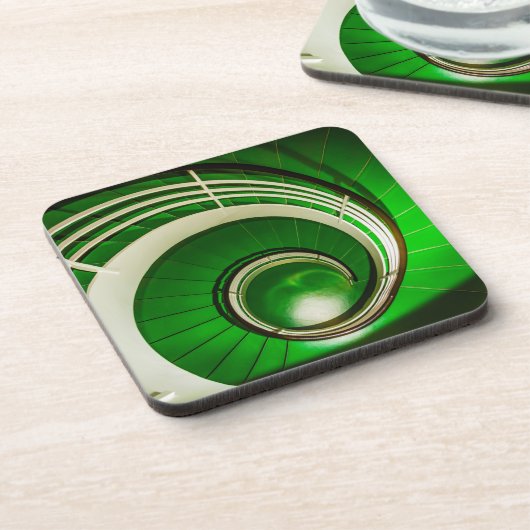 Grüne Rundtreppe Getränkeuntersetzer (Linke Seite)