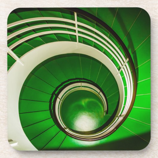 Grüne Rundtreppe Getränkeuntersetzer (Vorderseite)