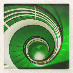 Grüne Rundtreppe Glasuntersetzer