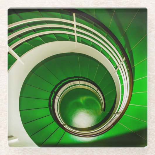 Grüne Rundtreppe Glasuntersetzer (Vorderseite)