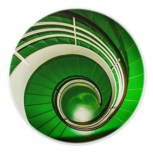 Grüne Rundtreppe Keramikknauf (Vorderseite)