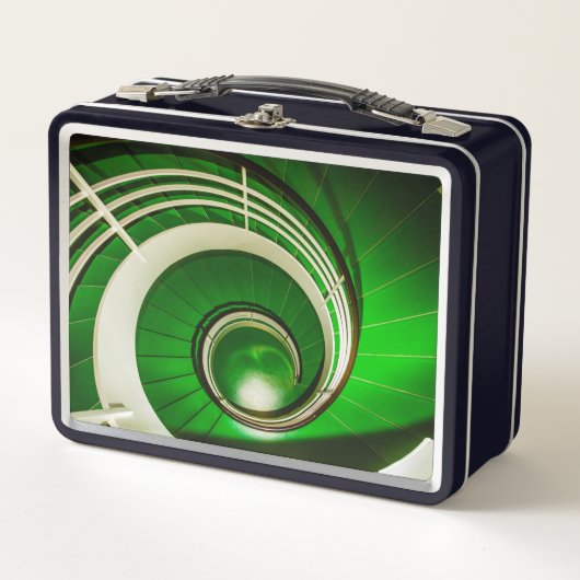 Grüne Rundtreppe Metall Brotdose (Vorderseite)