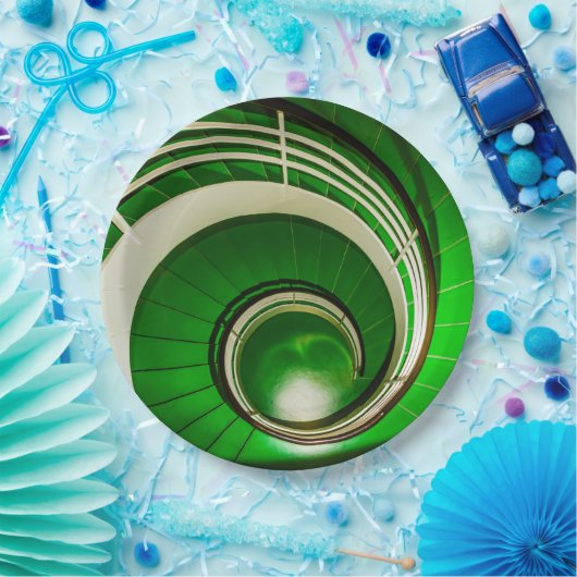 Grüne Rundtreppe Pappteller (Party)