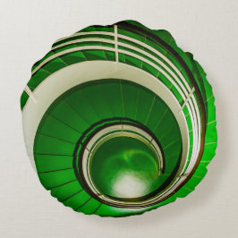 Grüne Rundtreppe Rundes Kissen