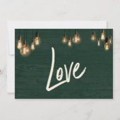 Grüne Rustikal-Holzedisonlichter - Datum speichern Save The Date (Rückseite)