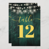 Grüne rustikale Barnholz-String-Tischnummer Einladung (Vorne/Hinten)