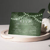 Grüne Rustikale Baumhütte Woodland Wedding RSVP Karte