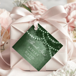 Grüne Rustikale Baumkanopie Lights Woodland Hochze Geschenkanhänger