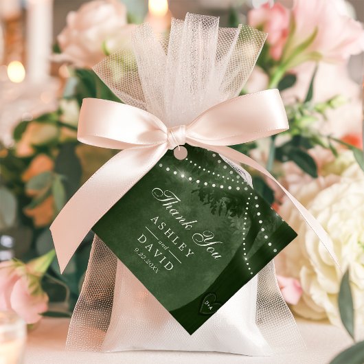 Grüne Rustikale Baumlichter gezeichnete Initialen  Geschenkanhänger