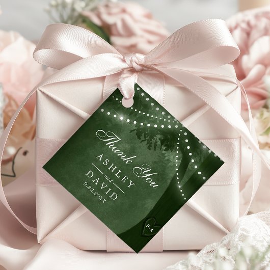 Grüne Rustikale Baumlichter gezeichnete Initialen  Geschenkanhänger