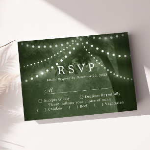 Grüne Rustikale Baumlichter Hochzeit RSVP Karte