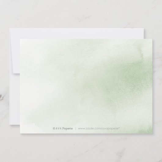 Grüne rustikale Blumenkalligraphie Save the Date (Rückseite)