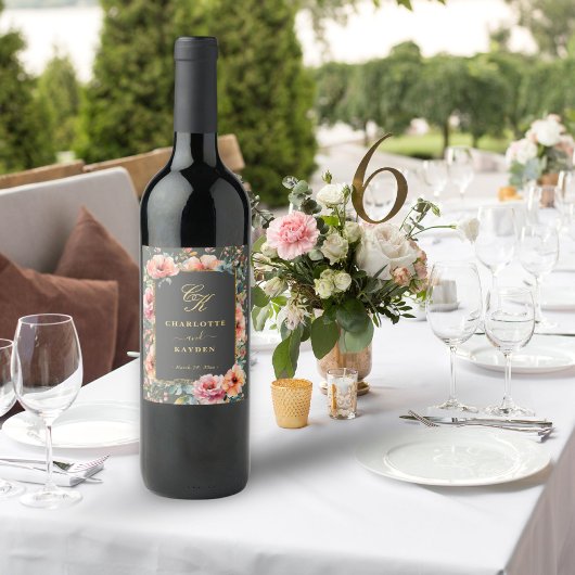 Grüne Rustikale Blumenzeremonie Weinetikett