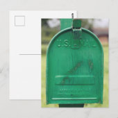 Grüne Rustikale Briefkasten Portrait Postkarte (Vorne/Hinten)