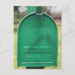 Grüne Rustikale Briefkasten Portrait Postkarte