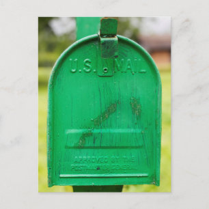 Grüne Rustikale Briefkasten Portrait Postkarte