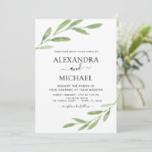 Grüne Rustikale Einfache Elegante Wasserfarbenhoch Einladung (Stehend Vorderseite)