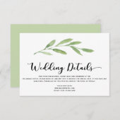 Grüne Rustikale Elegante Wasserfarben Hochzeitsdet Einladung (Vorne/Hinten)