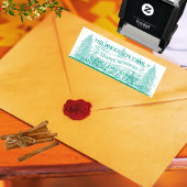 Grüne rustikale frohe Weihnachtsbaum-Rücksendeadre Permastempel