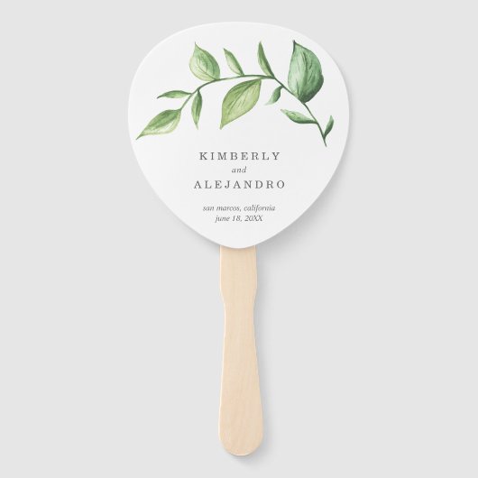 Grüne Rustikale Hochzeit Fächer (Vorderseite)