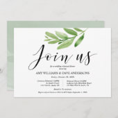 Grüne Rustikale Hochzeit Probe und Abendessen Einladung (Vorne/Hinten)