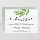 Grüne Rustikale Hochzeit Probe und Abendessen Einladung (Vorne/Hinten)