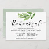 Grüne Rustikale Hochzeit Probe und Abendessen Einladung (Vorne/Hinten)