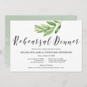 Grüne Rustikale Hochzeit Probe und Abendessen Einladung (Vorne/Hinten)