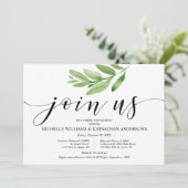 Grüne Rustikale Hochzeit Probe und Abendessen Einladung (Stehend Vorderseite)