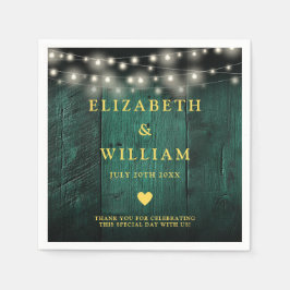 Grüne Rustikale Holz Boho Barn String Lights Hochz Serviette