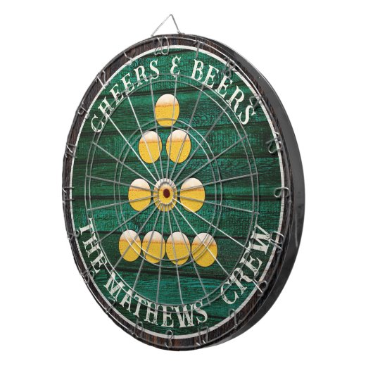 Grüne rustikale Holzkohlesauger für Bier trinken Dartscheibe (Vorderseite rechts)